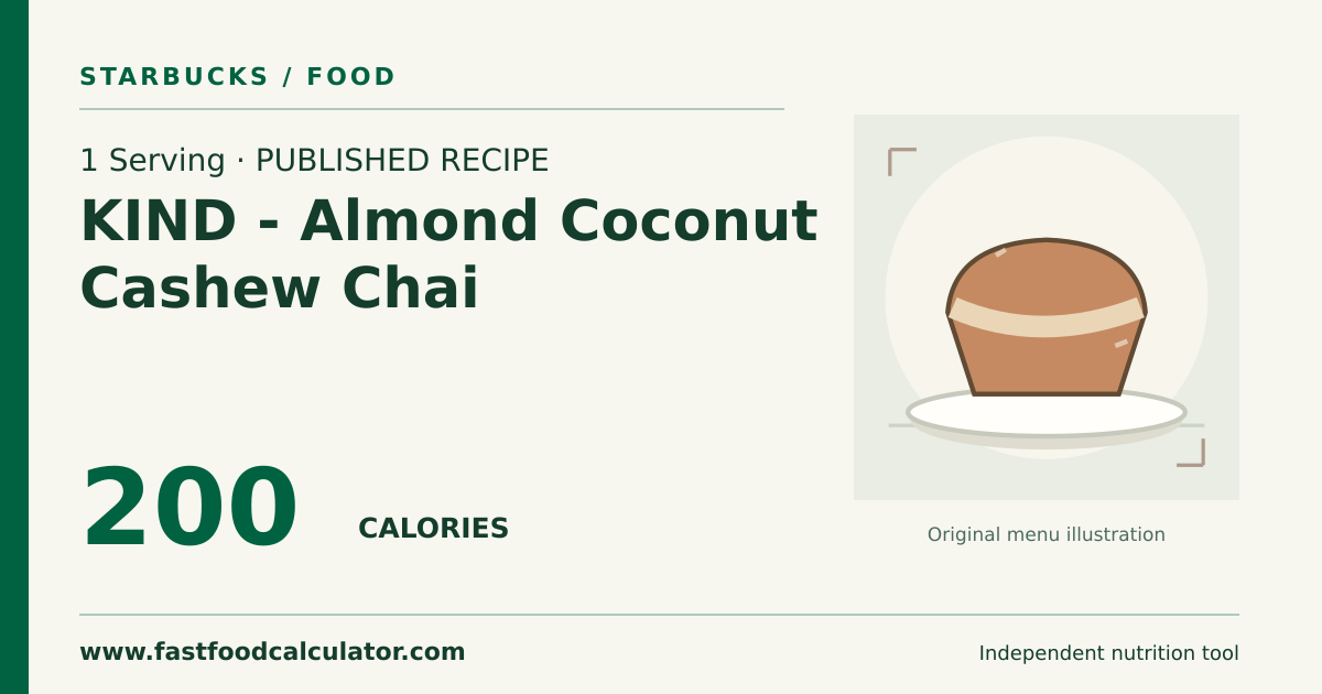 Illustrated share card for 1 Serving KIND - Almond Coconut Cashew Chai