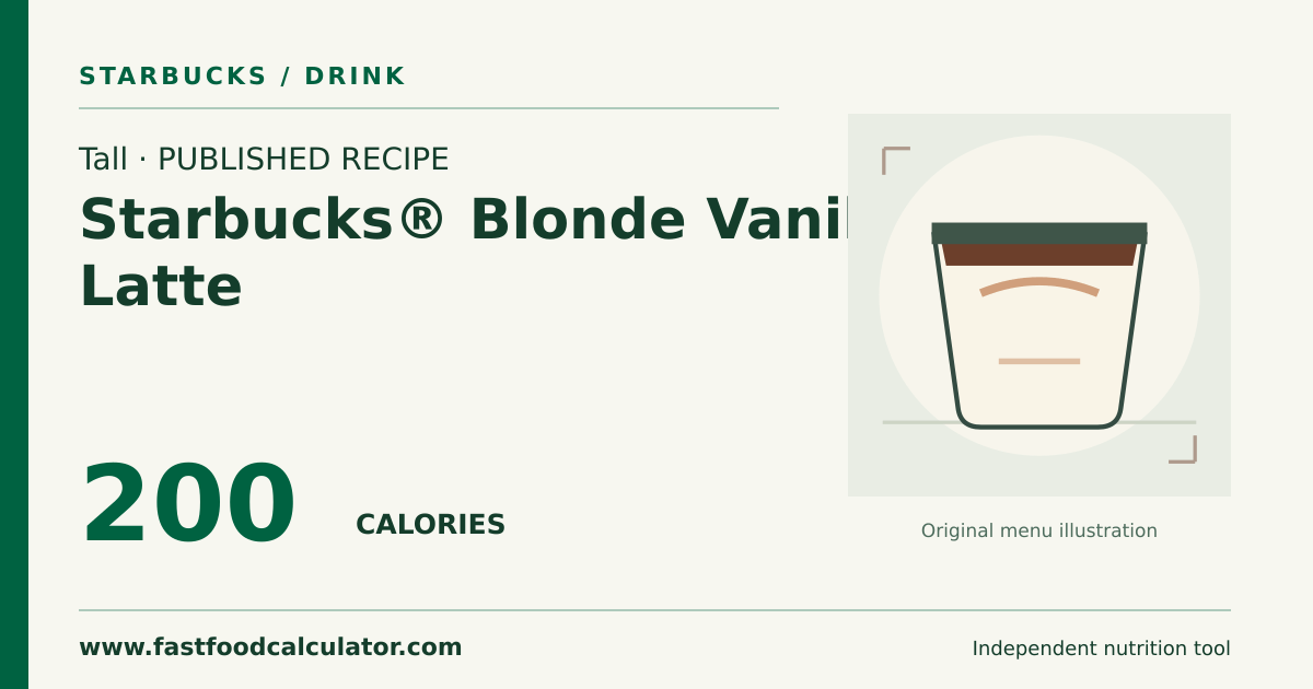 Illustrated share card for Tall Starbucks® Blonde Vanilla Latte