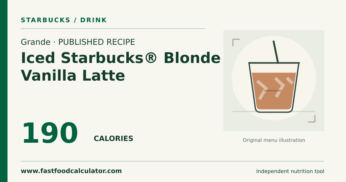 Illustrated share card for Grande Iced Starbucks® Blonde Vanilla Latte