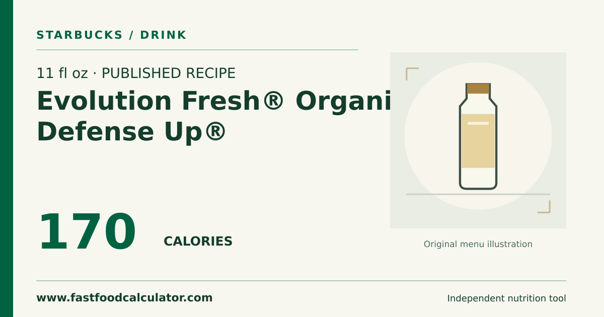 Illustrated share card for 11 fl oz Evolution Fresh® Organic Defense Up®