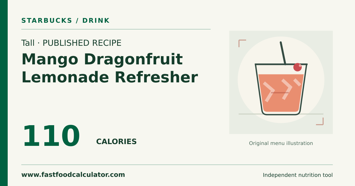Illustrated share card for Tall Mango Dragonfruit Lemonade Refresher