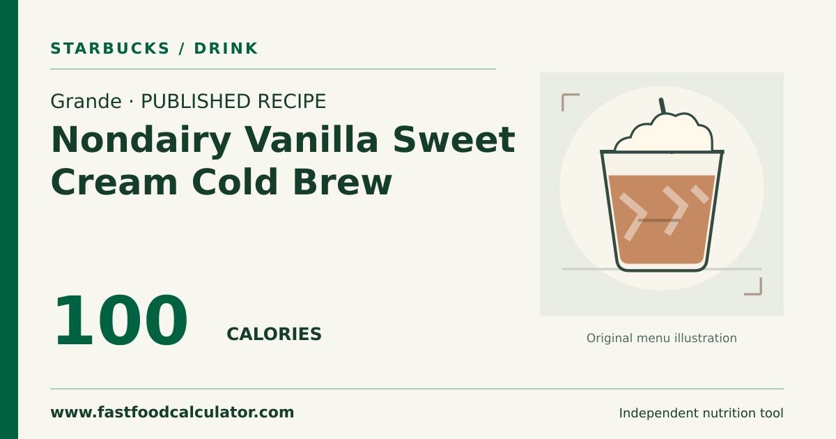 Illustrated share card for Grande Nondairy Vanilla Sweet Cream Cold Brew