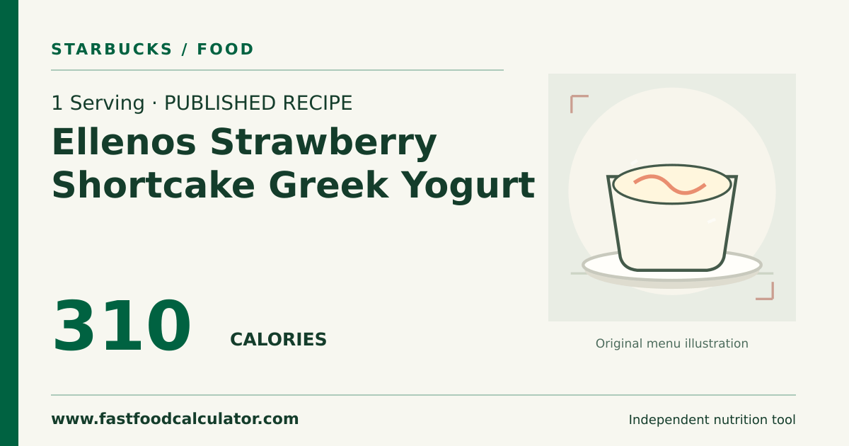 Illustrated share card for 1 Serving Ellenos Strawberry Shortcake Greek Yogurt