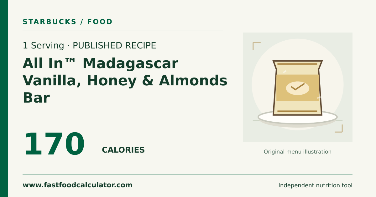 Illustrated share card for 1 Serving All In™ Madagascar Vanilla, Honey & Almonds Bar