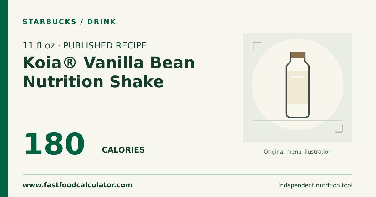 Illustrated share card for 11 fl oz Koia® Vanilla Bean Nutrition Shake