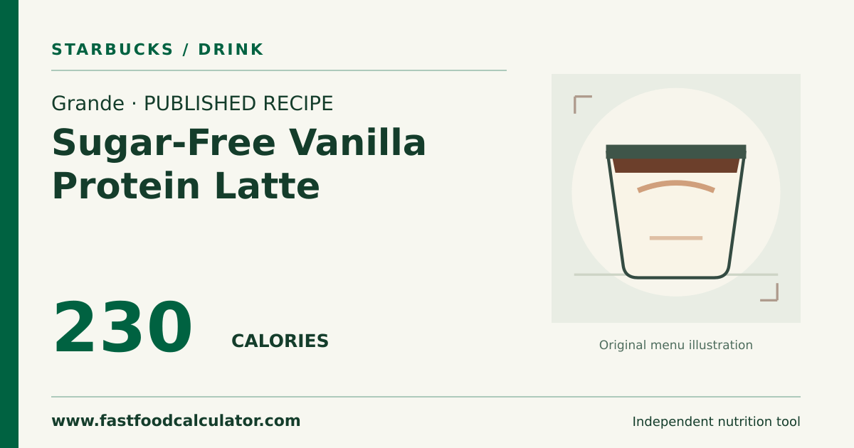 Illustrated share card for Grande Sugar-Free Vanilla Protein Latte