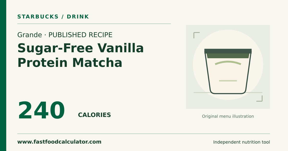 Illustrated share card for Grande Sugar-Free Vanilla Protein Matcha
