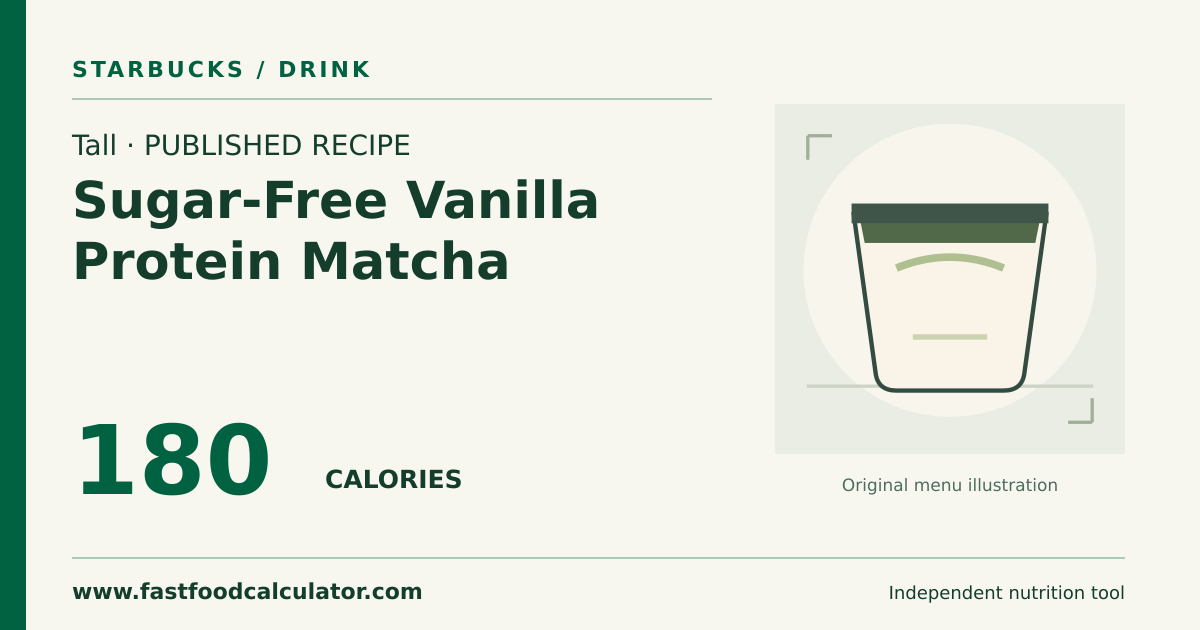 Illustrated share card for Tall Sugar-Free Vanilla Protein Matcha