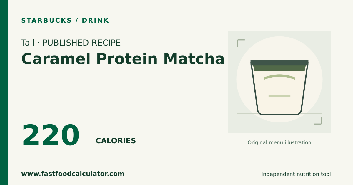 Illustrated share card for Tall Caramel Protein Matcha
