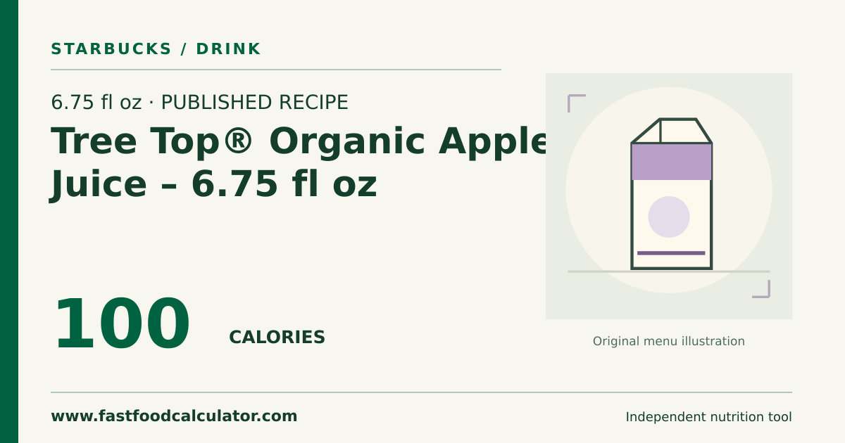 Illustrated share card for 6.75 fl oz Tree Top® Organic Apple Juice – 6.75 fl oz