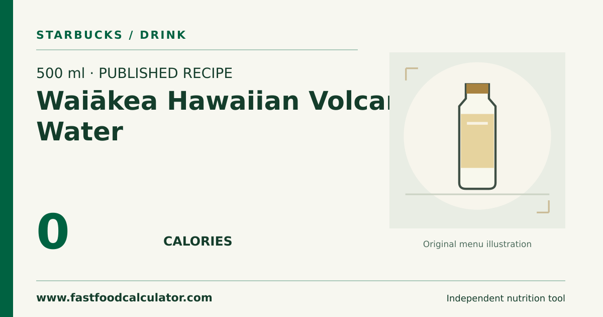 Illustrated share card for 500 ml Waiākea Hawaiian Volcanic Water