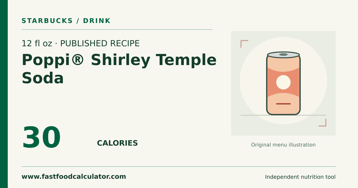 Illustrated share card for 12 fl oz Poppi® Shirley Temple Soda