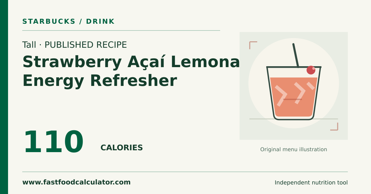 Illustrated share card for Tall Strawberry Açaí Lemonade Energy Refresher