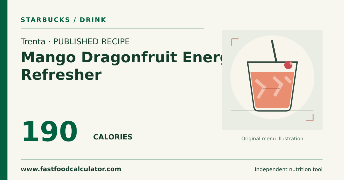 Illustrated share card for Trenta Mango Dragonfruit Energy Refresher