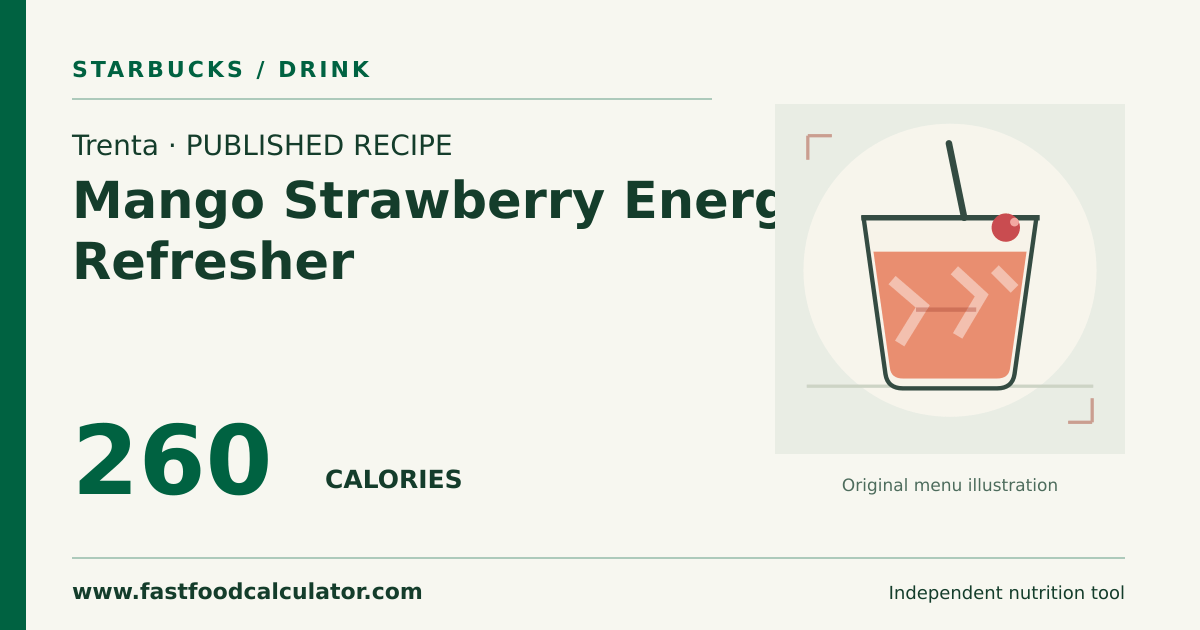 Illustrated share card for Trenta Mango Strawberry Energy Refresher