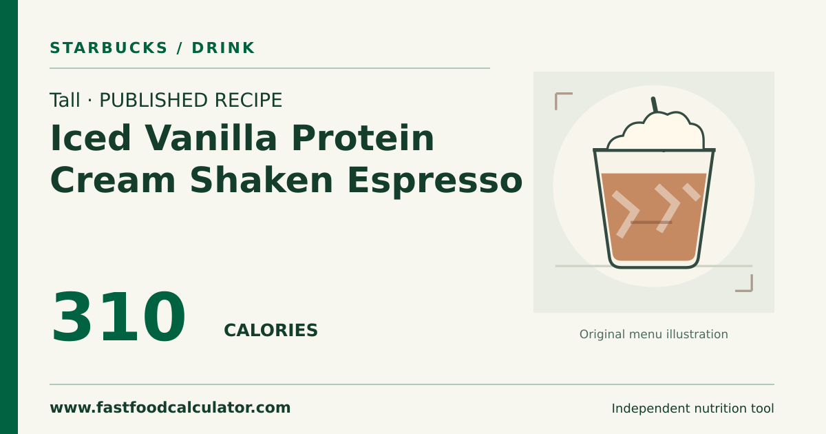 Illustrated share card for Tall Iced Vanilla Protein Cream Shaken Espresso