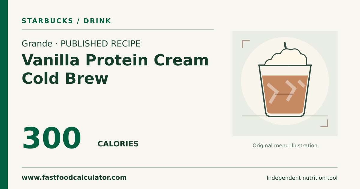Illustrated share card for Grande Vanilla Protein Cream Cold Brew