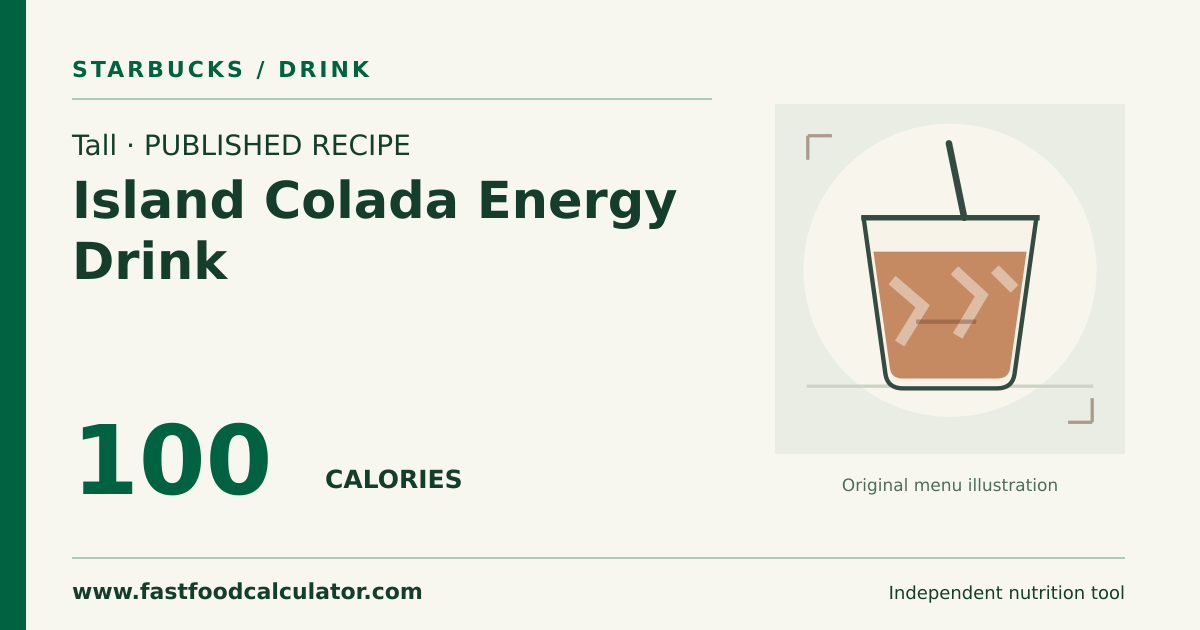 Illustrated share card for Tall Island Colada Energy Drink