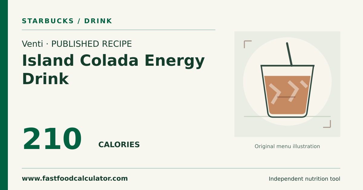 Illustrated share card for Venti Island Colada Energy Drink