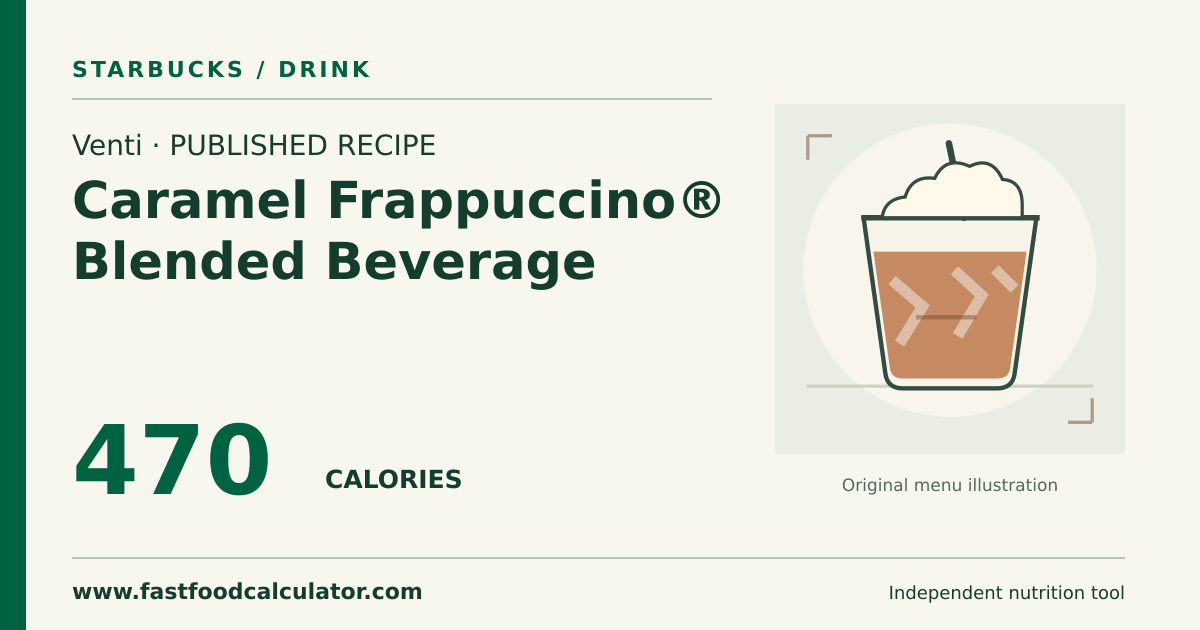 Illustrated share card for Venti Caramel Frappuccino® Blended Beverage