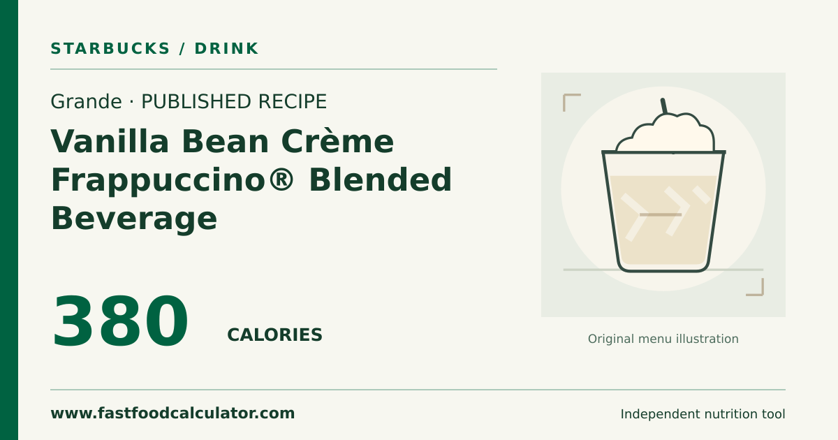 Illustrated share card for Grande Vanilla Bean Crème Frappuccino® Blended Beverage