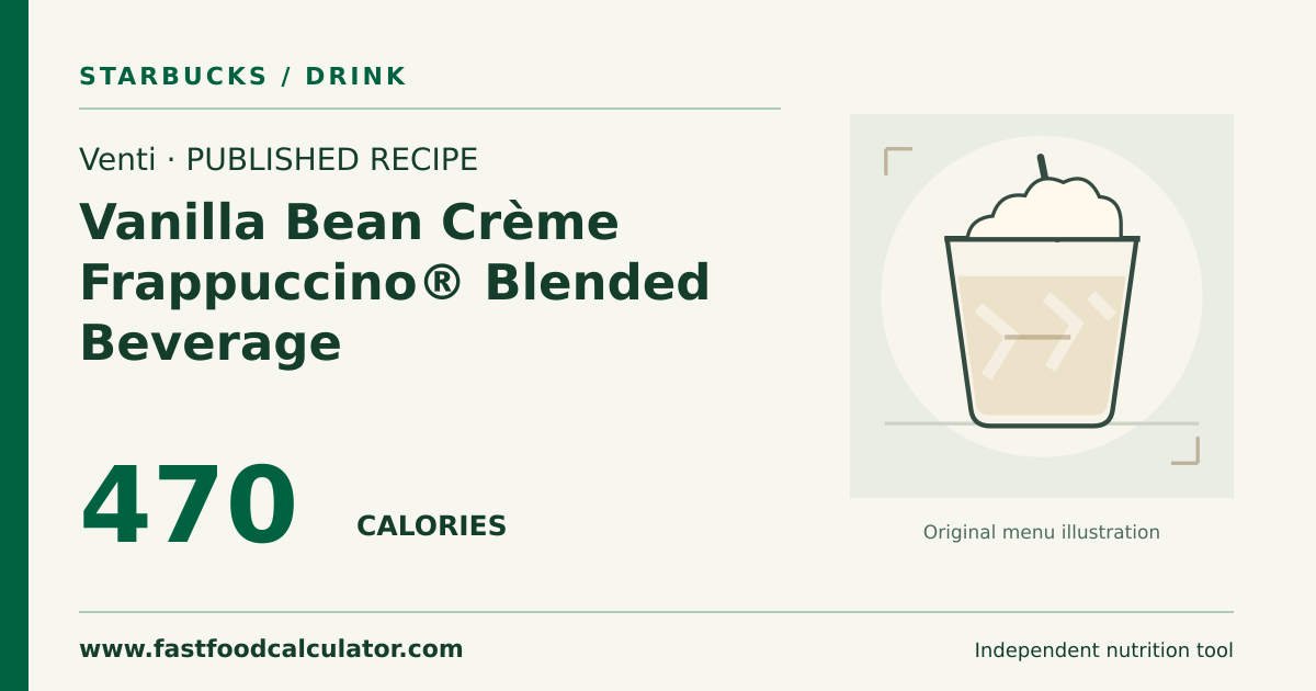 Illustrated share card for Venti Vanilla Bean Crème Frappuccino® Blended Beverage